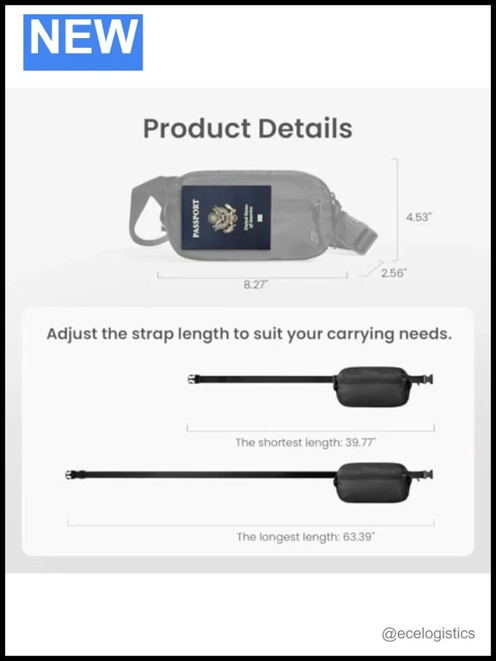 1.5L Sling Bag with RFID Blocking Crossbody Shoulder Pack Travel Fanny Pack